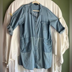 Eloquii Button Dress Long Sleeve Pockets Size 22